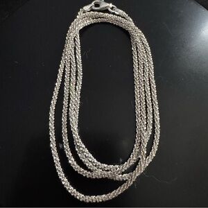 Italian Sterling Silver Diamond-Cut Popcorn Chain Necklace 22”